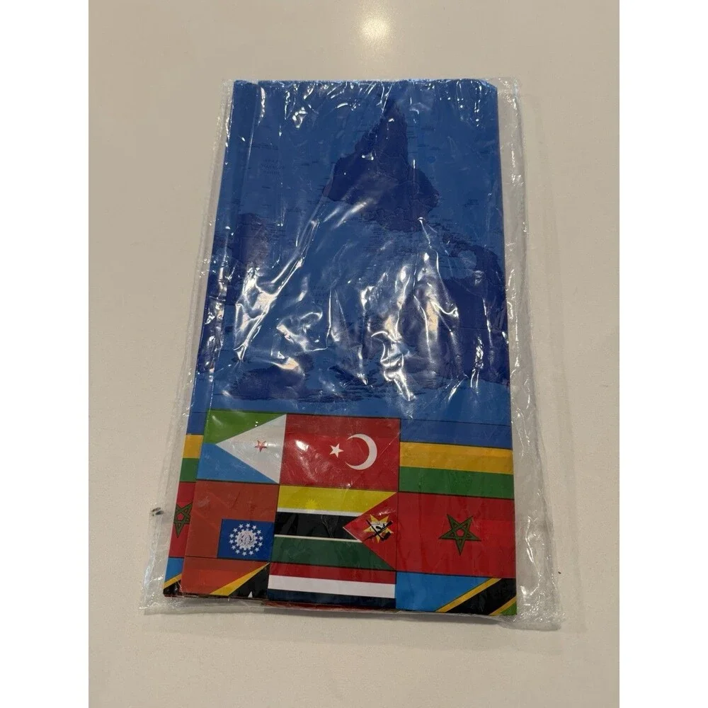 3 Pieces International Flag Tablecover World Flag Party Tablecloth Decorations